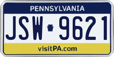 PA license plate JSW9621