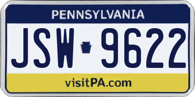 PA license plate JSW9622
