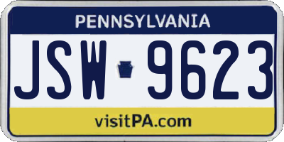 PA license plate JSW9623