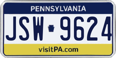 PA license plate JSW9624