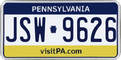 PA license plate JSW9626
