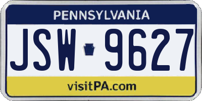 PA license plate JSW9627