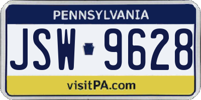 PA license plate JSW9628