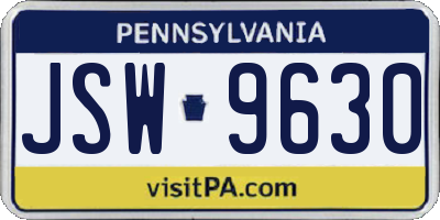 PA license plate JSW9630
