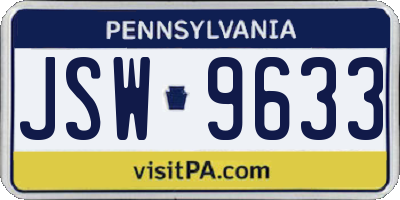 PA license plate JSW9633
