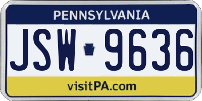 PA license plate JSW9636