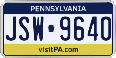 PA license plate JSW9640