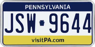 PA license plate JSW9644