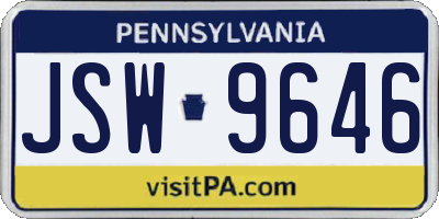 PA license plate JSW9646