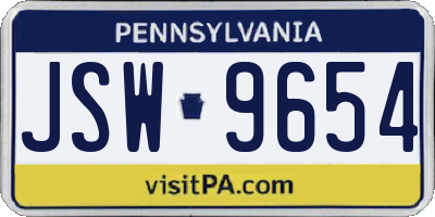 PA license plate JSW9654