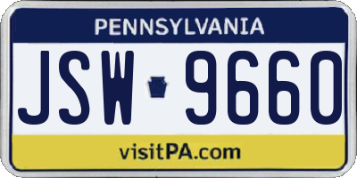 PA license plate JSW9660