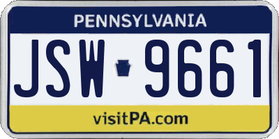 PA license plate JSW9661