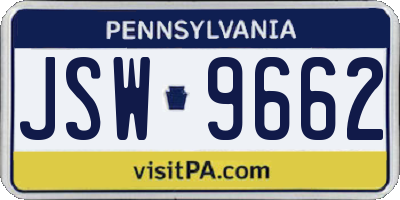 PA license plate JSW9662