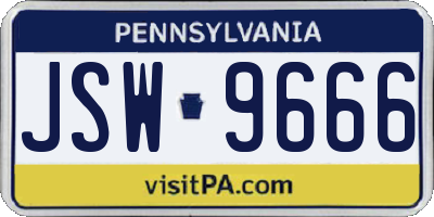 PA license plate JSW9666