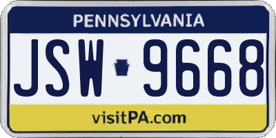PA license plate JSW9668