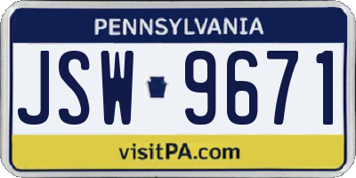 PA license plate JSW9671