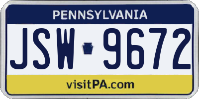 PA license plate JSW9672