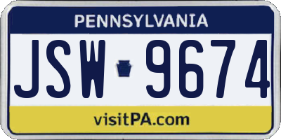 PA license plate JSW9674