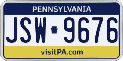 PA license plate JSW9676