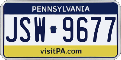 PA license plate JSW9677