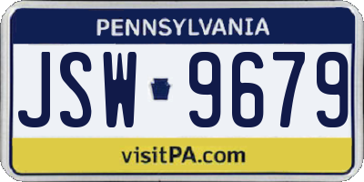PA license plate JSW9679