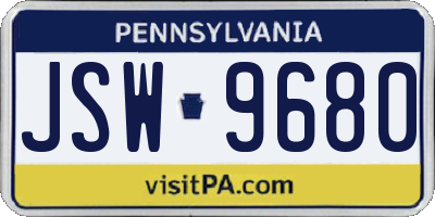PA license plate JSW9680