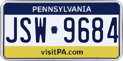 PA license plate JSW9684