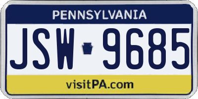 PA license plate JSW9685