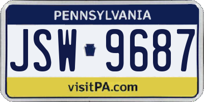 PA license plate JSW9687