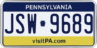 PA license plate JSW9689