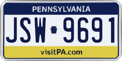 PA license plate JSW9691