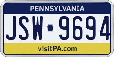 PA license plate JSW9694