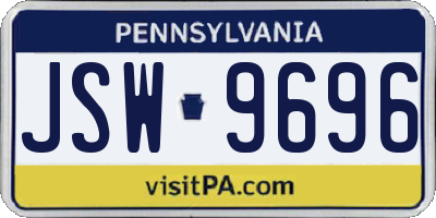 PA license plate JSW9696