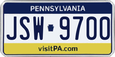 PA license plate JSW9700