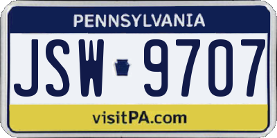PA license plate JSW9707