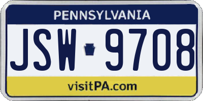 PA license plate JSW9708