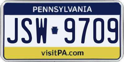 PA license plate JSW9709