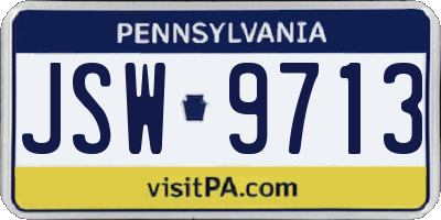PA license plate JSW9713