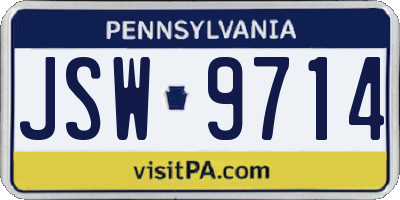 PA license plate JSW9714