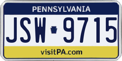 PA license plate JSW9715
