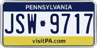 PA license plate JSW9717