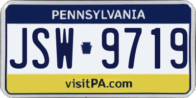 PA license plate JSW9719