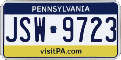 PA license plate JSW9723
