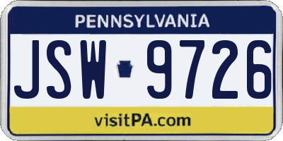 PA license plate JSW9726
