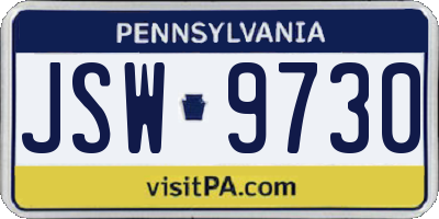 PA license plate JSW9730