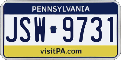 PA license plate JSW9731