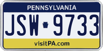 PA license plate JSW9733