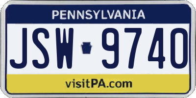 PA license plate JSW9740