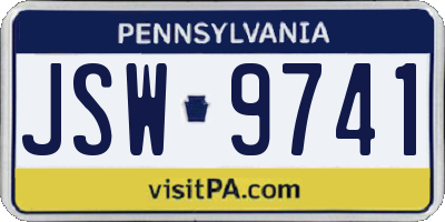 PA license plate JSW9741