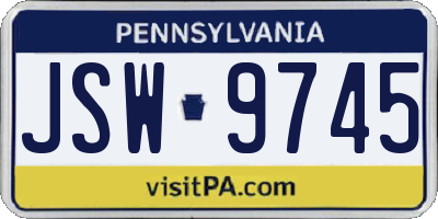 PA license plate JSW9745